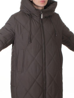 A612 GRAY/BROWN Куртка зимняя женская (верблюжья шерсть, 120 гр. холлофайбер)