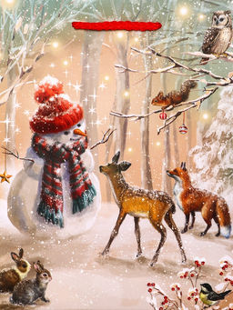 Цена за 2 шт. Пакет подарочный новогодний ламинированный, «Встреча друзей», 18×10×22.3 см