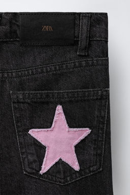 WIDE-LEG JEANS WITH STAR PATCHES - Zara фото 4