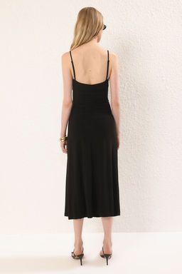 TRENDYOLMILLA Kahverengi Ask?l? S?rt Dekolteli A-line/Can Ac?lan Esnek Maxi Orme Elbise TWOSS25EL00539  фото 10