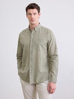 Regular Fit Keten Kar???ml? Erkek G?mlek