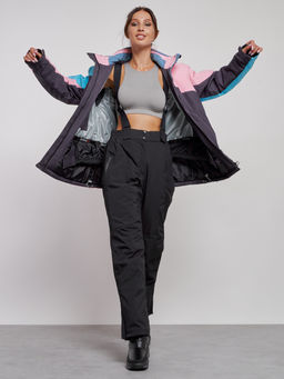 Горнолыжная куртка женская зимняя большого размера розового цвета 3963R - Mtforce фото 13