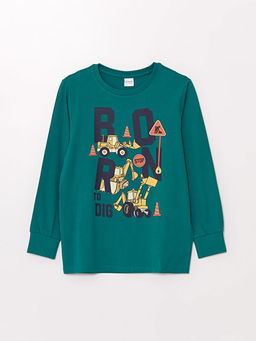 Bisiklet Yaka Bask?l? Erkek ?ocuk Pijama ?st