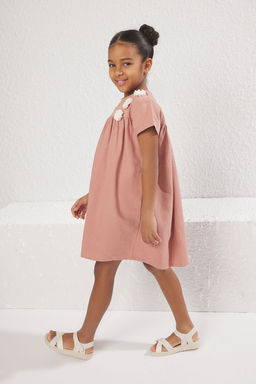 Ac?k Mavi K?z Cocuk %100 Pamuk Mini Cicekli K?sa Kollu Bayraml?k Dokuma Elbise TKDSS25EL00021 - Trendyolmilla фото 11