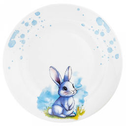 Набор посуды фарфоровый "Зайка, голубой" 3 предмета: тарелка мелкая д175мм гладкий край, салатник д360мм, кружка 210мл, форма "Глория", подарочная упаковка (Россия)