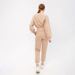 Костюм женский (свитшот, брюки) MINAKU: Casual Collection, размер 44, бежевый