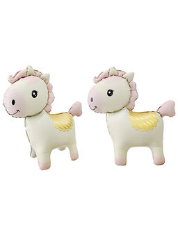 Цена за 2 шт. Воздушный шар фольгированный 3D 25" Лошадка, кремовый