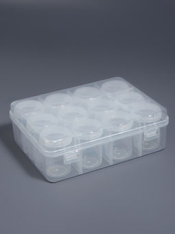 Органайзер для хранения мелочей, 12 баночек, 18.5×14×5 см, прозрачный