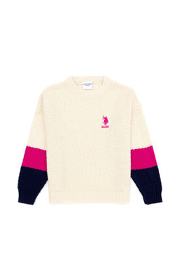 Кремовый меланжевый свитер для девочки - U.s. polo assn фото 2