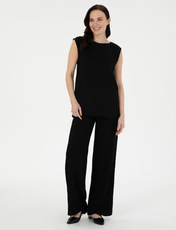 Siyah Y_ksek Bel Loose Fit Pantolon