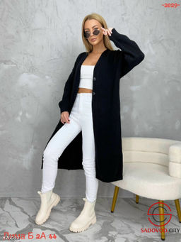 Теплый женский кардиган в длине макси