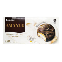 Пирожные глазированные со сливочной прослойкой Amante Lotte, 174 г Акция