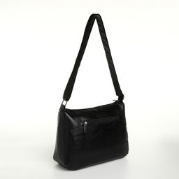 Сумка кросс-боди женская, большого размера, на молнии, 28×10×20 см, чёрная