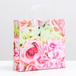 Цена за 10 шт. Пакет Цветы для любимой, мягкий пластик, 30?30 см, 100 мкм