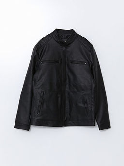 B?y?k Beden Standart Kal?p Biker Yaka Erkek Deri G?r?n?ml? Mont