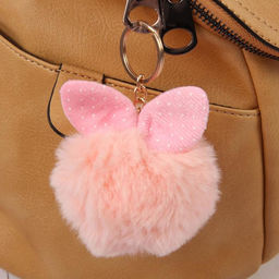 Цена за 6 шт. Брелок для ключей на кольце Пушистик. Шарик с ушками, на сумку, рюкзак, 8?8 см, МИКС - Simaland фото 6