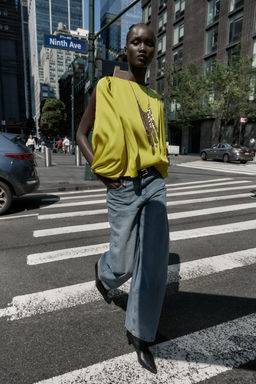 SATIN TOP WITH CUT-OUT SLEEVES