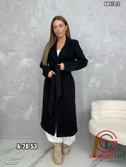 пальто женское длинное с поясом - Bruno фото 7