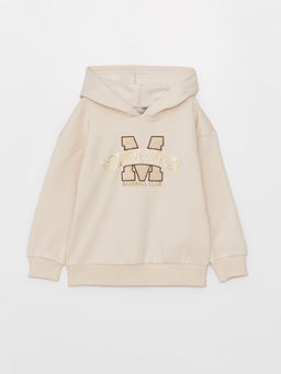Bask?l? Uzun Kollu K?z ?ocuk Hoodie