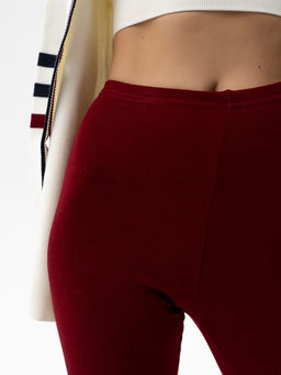 леггинсы из хлопка с добавлением лайкры,бордовые - Binita фото 5