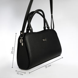 Сумка женская тоут на молнии, 31×10×20 см, однотонная, чёрная