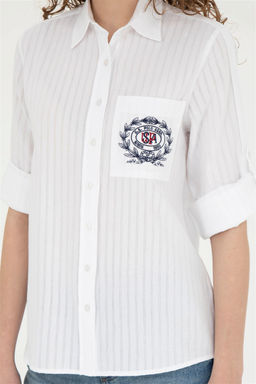 Женская белая рубашка с длинным рукавом - U.s. polo assn фото 6