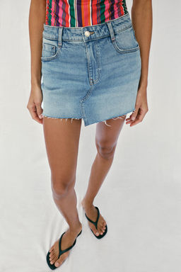 FALDA PANTAL?N Z1975 DENIM BAJO SIN COSTURAS / Azul medio - Zara фото 2