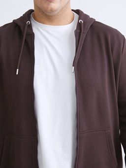 B?y?k Beden Kap??onlu Erkek Kal?n Fermuarl? Sweatshirt