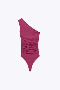 ASYMMETRIC POLYAMIDE BODYSUIT WITH METAL APPLIQUE - Zara фото 7