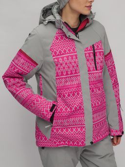 Горнолыжный костюм женский большого размера розового цвета 02272-1R