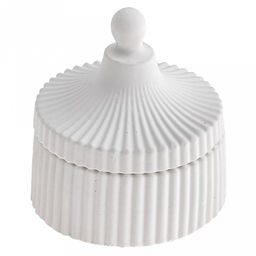 Свеча "Мезиновский" д8см, h9,5см, парафин, в подсвечнике из гипса с крышкой, деревянный фитиль, белый, время горения 20 часов (Россия)