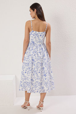 TRENDYOLMILLA Ekru Cicekli A Kesim Astarl? Midi Dokuma Elbise TWOSS25EL00524  фото 8