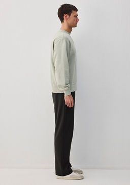 Bisiklet Yaka Gri Basic Sweatshirt - Mavi фото 4