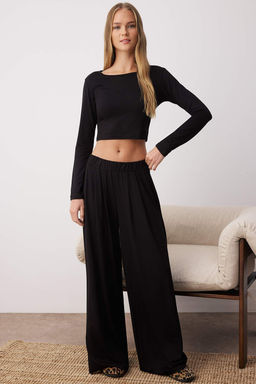 Trendyolmilla Siyah Viskon Orme Pijama Tak?m? TWOAW21AU0034 фото 7