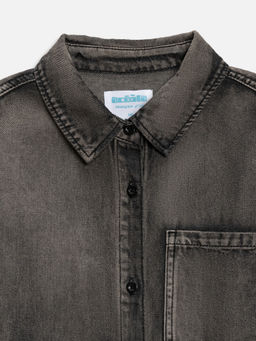 ACOOLA / Сорочка верхняя джинсовая детская для мальчиков Uti черно-серый фото 4
