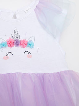 Bisiklet Yaka K?sa Kollu Bask?l? K?z Bebek Elbise ve Ta? 2li Tak?m - Waikiki фото 2