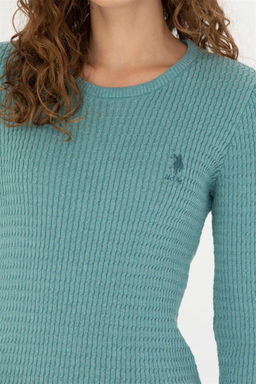 U. S. Polo Assn Женский мятный базовый свитер с круглым вырезом - U.s. polo assn фото 7