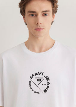 Mavi Jeans S?rt Bask?l? Beyaz Tisort  фото 6