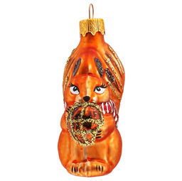 Елочная игрушка фигурка стеклянная Белочка с орешком h10см, ручная художественная роспись, подарочная упаковка (Россия) - Домашняя мода фото 3