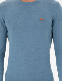 Erkek Slim Fit Bisiklet Yaka Mavi Kazak - U.s. polo assn фото 6