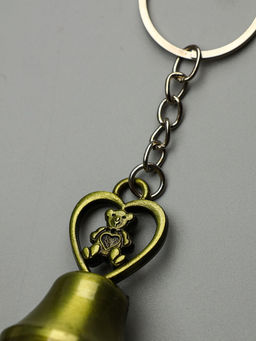 Цена за 12 шт. Брелок металл "Колокольчик - медвежонок в сердце" МИКС 5х2,8х2,8 см