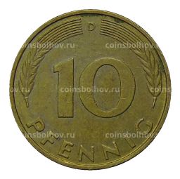 Монета 10 пфеннигов 1989 года D Германия
