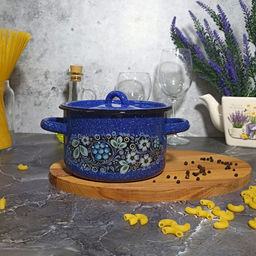 Кастрюля 1,5л 1с15 цвет синий с зерном, рисунок голубика - Стальэмаль фото 2