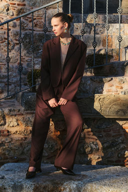 Koyu Kahverengi Crop Modal Blazer Ceket TWOSS26BC00038 - Trendyolmilla фото 2