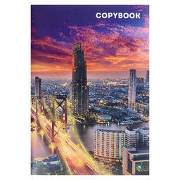 Тетрадь А4, 48 листов в клетку Город, обложка мелованный картон, блок №2, белизна 75%