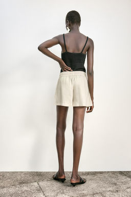 LINEN BLEND BOXER BERMUDA SHORTS - Zara фото 34
