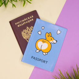 ОБЛОЖКА ДЛЯ ПАСПОРТА "Cute corgi", плотность 600 мкм