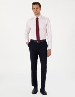 A__k Pembe %100 Pamuk Parlak Saten Slim Fit Uzun Kollu Basic G_mlek