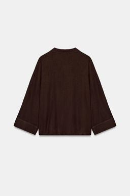 CAMISA FLUIDA CON LINO / Marr?n - Zara фото 7