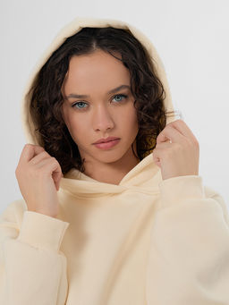 Худи женское бежевое из футера с начесом - Mark formelle фото 4